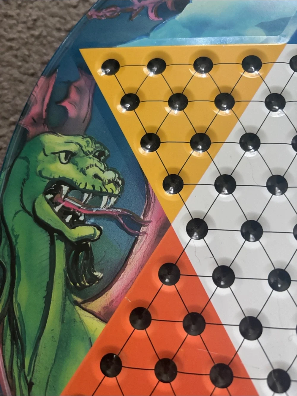 Vintage dragon themed Chinese checkers tin
